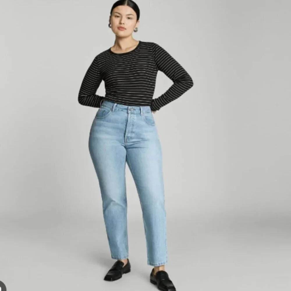 NWT Everlane Curvy 90s Cheeky Straight Jeans Light Wash size 26 high rise